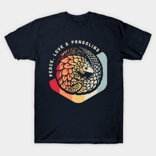 Peace, Love & Pangolins - Vintage Geometric Design T-Shirt